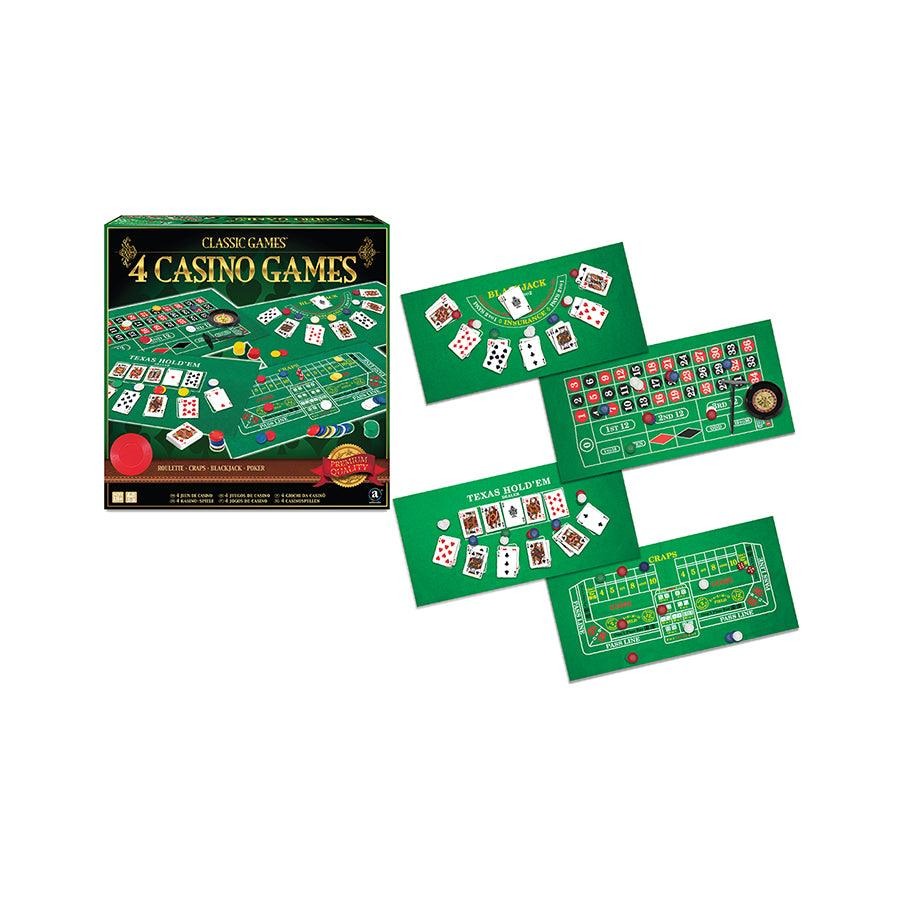 Classic Game Series - 4 Casino Game Sets | Roulette, Blackjack, Poker, Dice